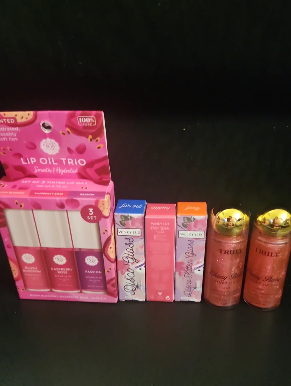 TRULY Lip Oil Tinted Lip Oil Trio & 3 Set Winky Lux Pink &Coral Shades $90 Value